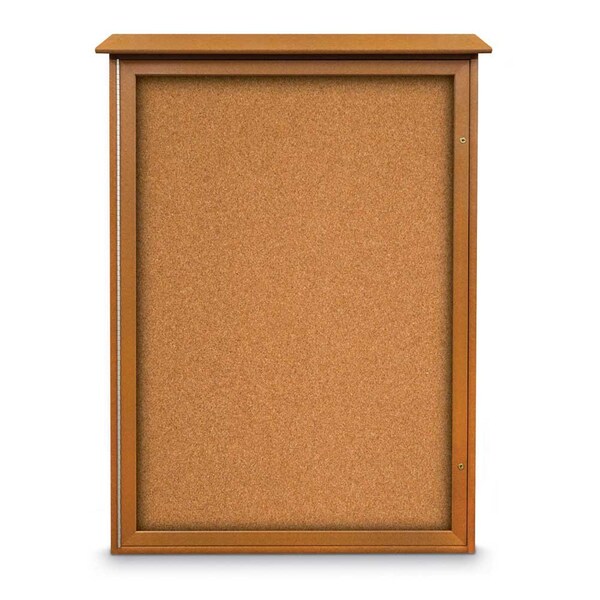 Outdoor Enclosed Combo Board, 72"x36", Bronze Frame/Blue & Medium Grey